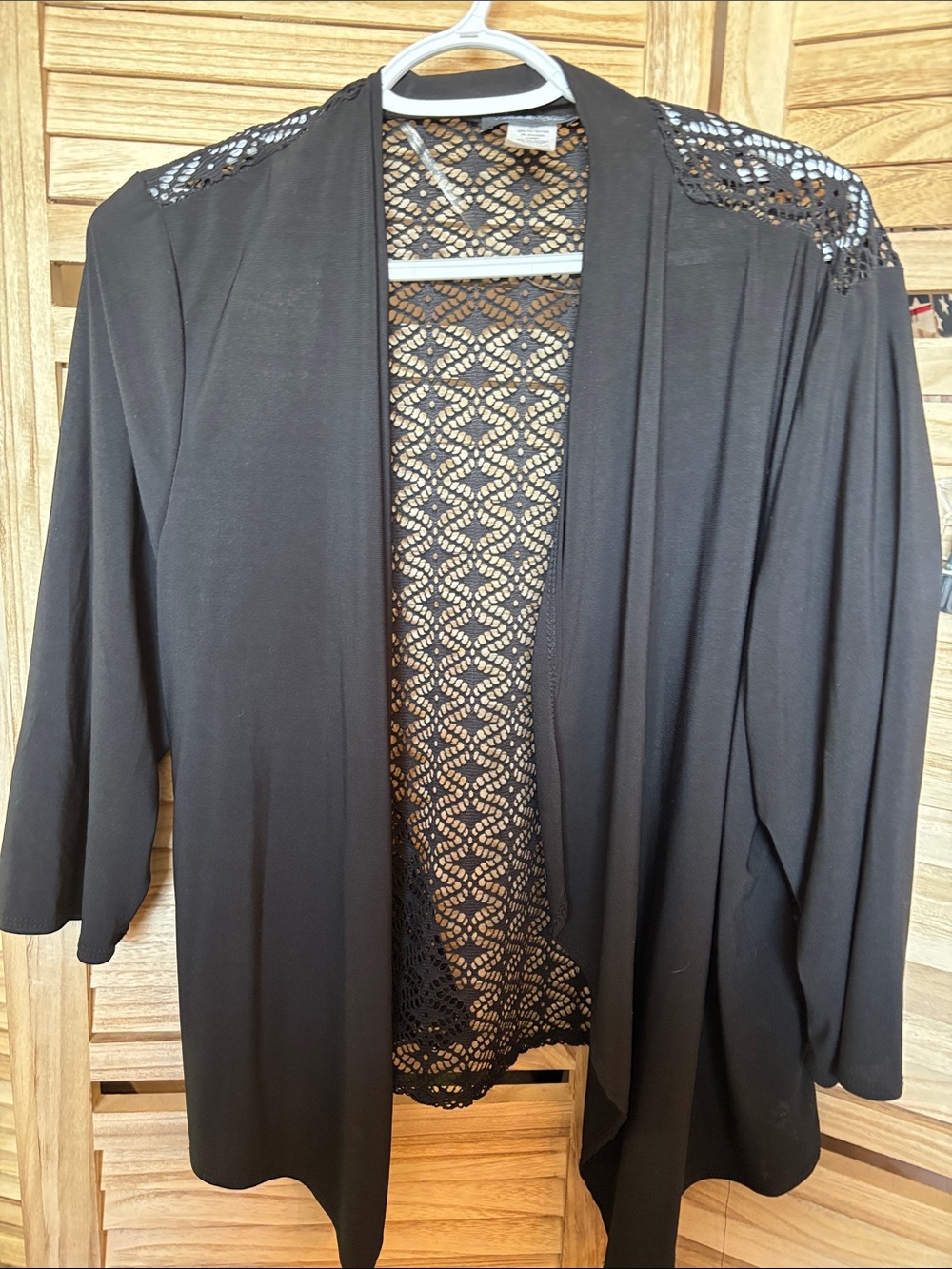 Michele Lynn Black Lace-Back Open Front Coverup 2X